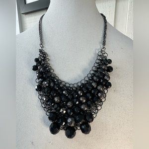 Chainmail style faceted black bead necklace
